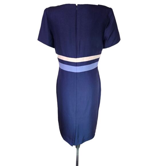 Talbots blue silk 100% silk short sleeved sheath dress. Size 6 - Picture 2 of 9